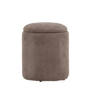 Puf baúl redondo de terciopelo acanalado ø32cm - topo
