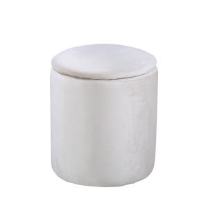 Puf baúl redondo de terciopelo ø32cm - crudo