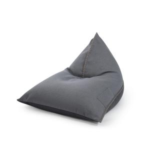 Puf bicolor de aspecto vaquero con costura y asa 110x115x90