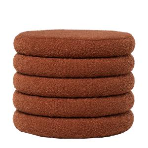 Puf blanco con terracota de borreguito y almacenaje