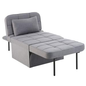 Puf cama 4 en 1 versátil y ajustable en 6 posiciones, gris