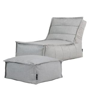 Puf chaise longue y reposapiés gris para interior y exterio…