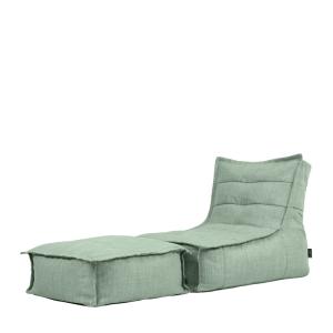 Puf chaise longue y reposapiés verde salvia para interior y…