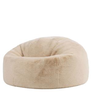 Puf clásico de piel sintética de conejo, beige