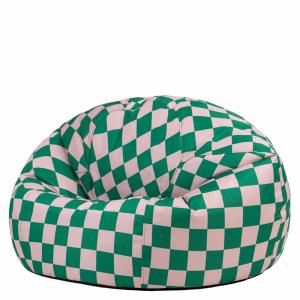 Puf clásico de tablero de damas, interior/exterior, verde y…