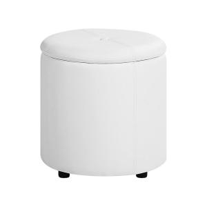 Puf con almacenaje piel sintética blanco 38 cm 38 cm 40 cm