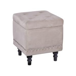 Puf con almacenaje terciopelo beige 37 cm 37 cm 40 cm