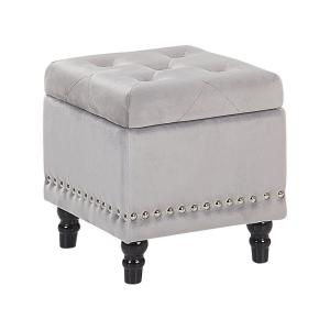 Puf con almacenaje terciopelo gris claro 37 cm 37 cm 40 cm