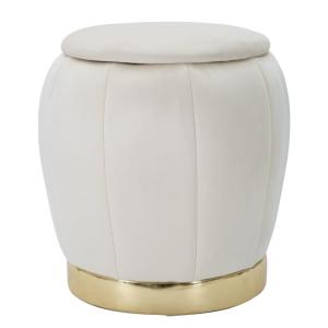 Puf con contenedor de tela beige ø cm 43x43