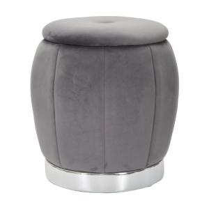 Puf con contenedor de tela gris ø cm 43x43