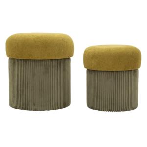 Puf con contenedor verde juego de 2 piezas cm ø 42x44-35x37
