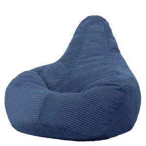 Puf con respaldo inclinado de pana azul denim