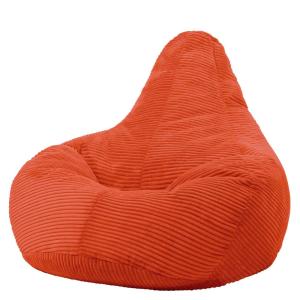 Puf con respaldo inclinado de pana naranja terracota