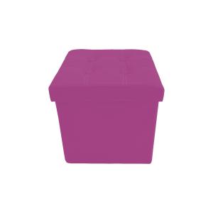 Puf contenedor cubo en polipiel morado 30x30x30