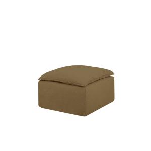 Puf de algodón y lino desenfundable tono verde de 87x87cm