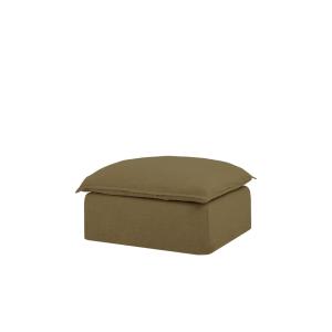 Puf de algodón y lino desenfundable verde 92x72cm