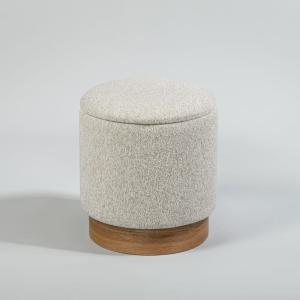 Puf de almacenaje redondo blanco roto