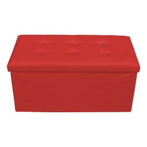 Puf de almacenamiento con tapa de polipiel rojo 76x38x38