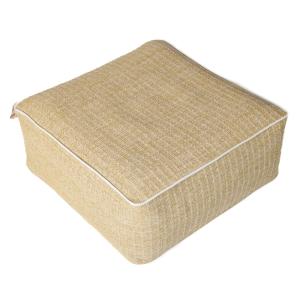 Puf de exterior efecto rafia - cuadrado - 58x58x25cm