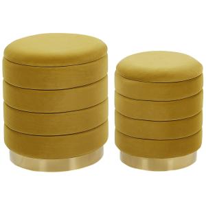 Puf de tejido amarillo