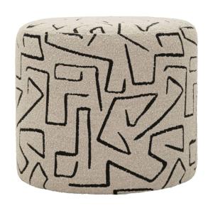 Puf de tela beige con decoraciones geométricas, Ø 44x40 cm