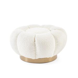 Puf de tela blanca efecto bouclé