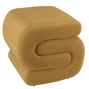 Puf de tela con efecto terciopelo amarillo mostaza