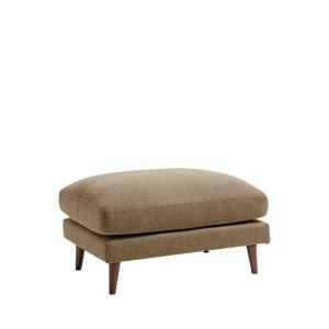 Puf de tela con patas de madera oscura - caramelo