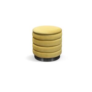 Puf de tela efecto terciopelo amarillo