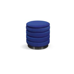 Puf de tela efecto terciopelo azul