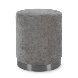 Puf de tela gris oscuro y aro de metal