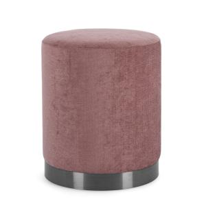 Puf de tela rosa oscuro y aro de metal