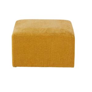 Puf de terciopelo amarillo ocre
