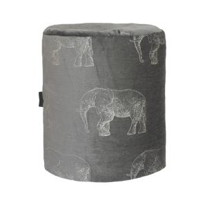 Puf de terciopelo con bordados de elefantes