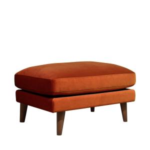 Puf de terciopelo con patas de madera oscura - óxido