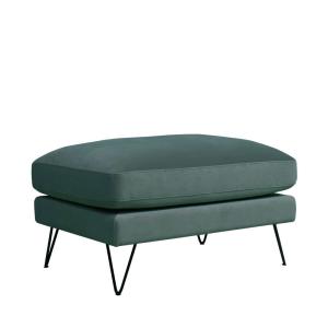 Puf de terciopelo con patas de metálicas negras - verde gri…