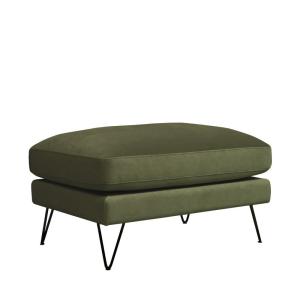 Puf de terciopelo con patas de metálicas negras - verde oli…