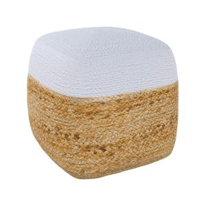 Puf de yute beige y blanco d40 cm