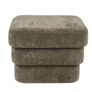 Puf desestructurado de chenilla verde caqui 50x37x36 cm