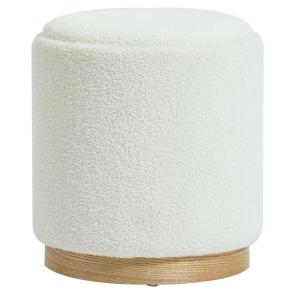 Puf en lana blanca y madera