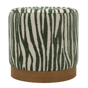 Puf en tela blanca y verde Ø 40x40 cm
