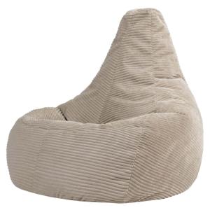 Puf grande XL con respaldo alto de pana beige