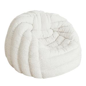 Puf igloo de lana rizada crema blanca