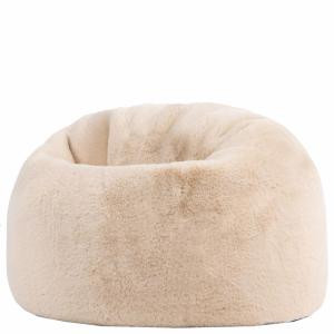 Puf infantil clásico de piel sintética de conejo beige