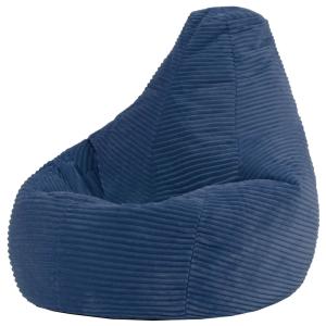 Puf infantil con respaldo alto de pana azul denim