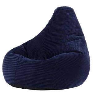 Puf infantil con respaldo alto de pana azul marino