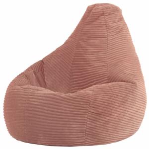 Puf infantil con respaldo alto de pana rosa amanecer