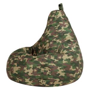 Puf infantil con respaldo alto estampado de camuflaje verde