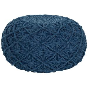 Puf macramé algodón azul marino 50 cm 50 cm 30 cm