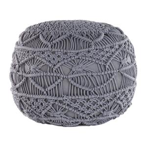 Puf Macramé Algodón Gris